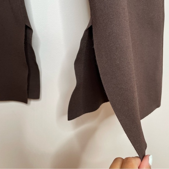 Aritzia Babton Paramount Pant High Rise Knit Flared Leg Pants Coffee Bean Brown - Picture 5 of 7